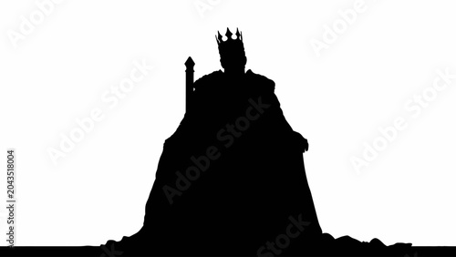 Bild auf Leinwand Black silhouette castle, medieval fortress, tower, rocky landscape, iconic archi