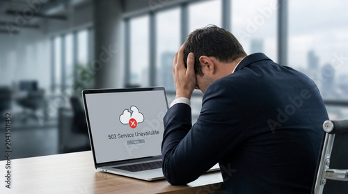 Businessman unable to access laptop
