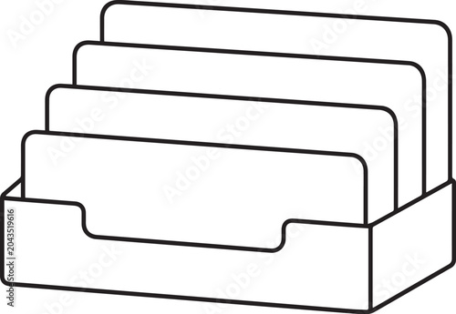 Fotografie Desk Mail Sorter Black and White Line Art Vector Icon