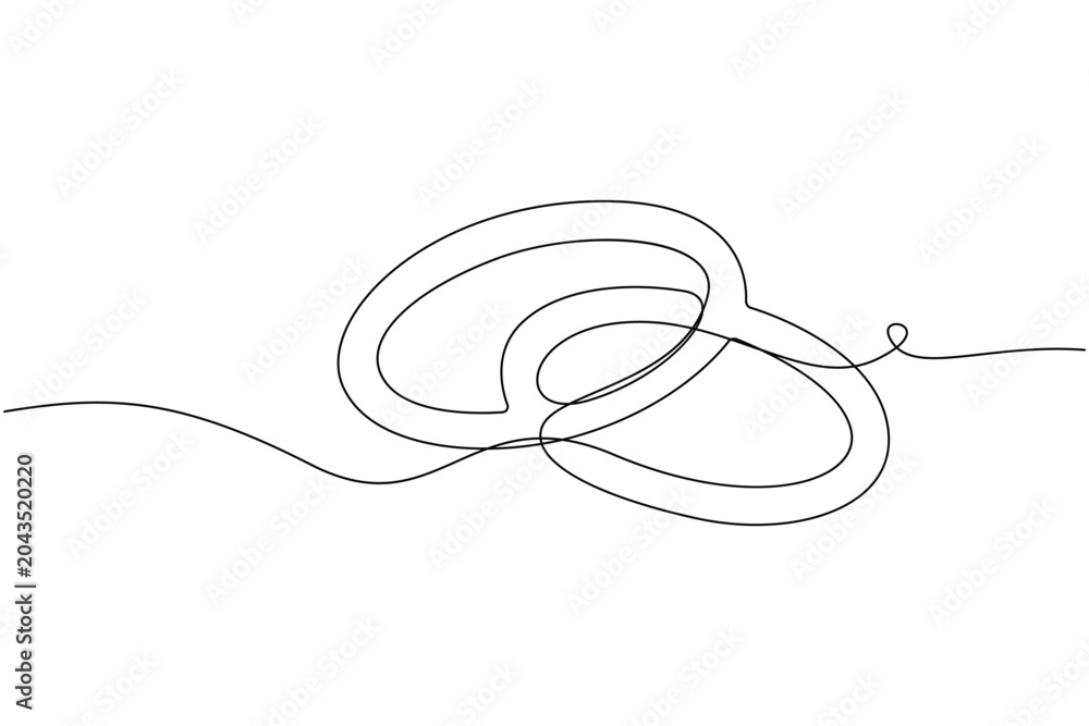 Obraz premium Wedding rings continuous one line drawing minimalist engagement ring outline design vector illustration
