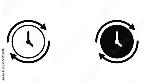 Obraz na płótnie Recurring clock icon set featuring circular arrow symbols in minimalist outline