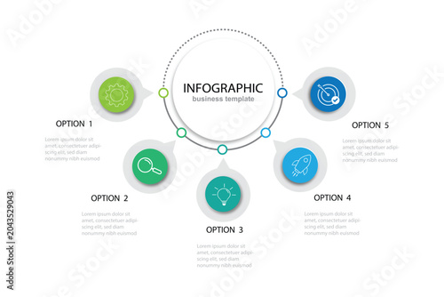 Business Infographic Template Design. minimal concept Timeline with 5 steps, 