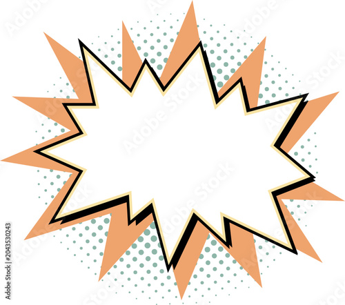 Comic frame starburst shape with blank center and bold black outline over ora...