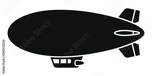 Black silhouette of a blimp or dirigible airship flying in the sky