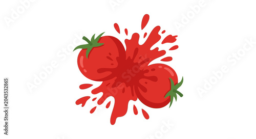 Bild auf Leinwand Two vibrant red tomatoes colliding and splashing with juice.