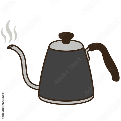 Bild auf Leinwand Coffee drip kettle gooseneck kettle for pour over coffee brewing with steam isol