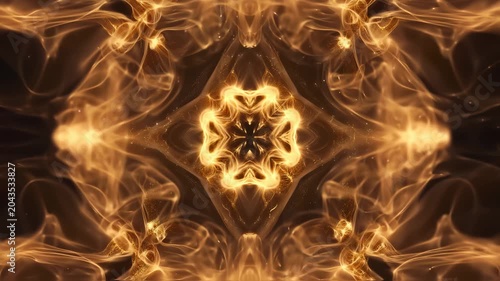 Golden Sacred Mandala Abstract Background Loop