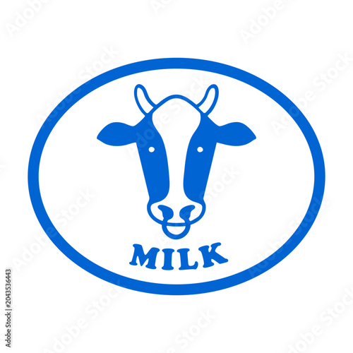 MILK　牛の青い丸い文字入りアイコン