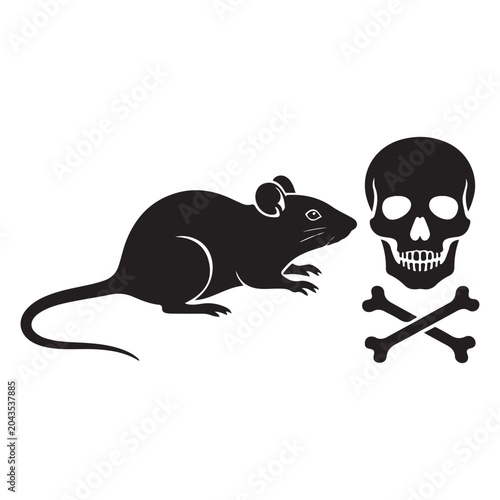 Cuadro en lienzo Rat next to skull and crossbones icon