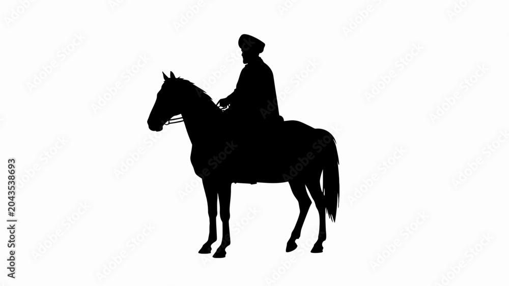 Naklejka premium 10 muharram ashura day Black silhouette, horse rider, equestrian icon, vector graphic isolated on White Background vector eps silhouette
