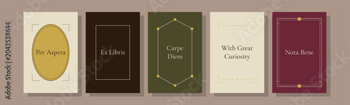 Bild auf Leinwand Dark Academia Gift Tag Card Set — Parchment, Burgundy and Olive with Gold Accent