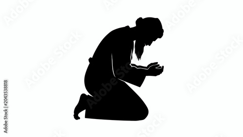 Картината върху платно 10 muharram ashura day Praying silhouette, kneeling figure, black icon, prayerfu