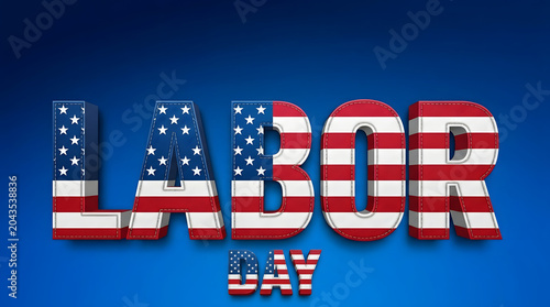 Labor day typography with american flag design and patriotic stars