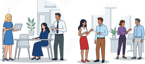 Foto Diverse Corporate Team Working and Discussing Business Project in Modern Office