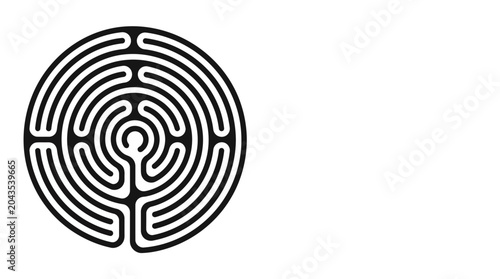 Canvastavla A classic seven circuit Cretan labyrinth design in black and white