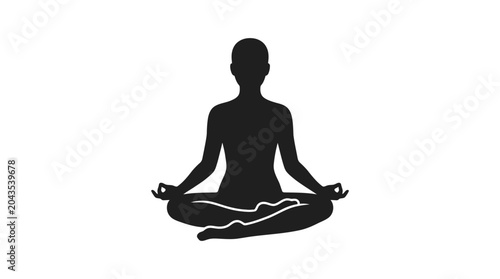 Canvas Print A black silhouette of a person sitting in a meditative lotus pose