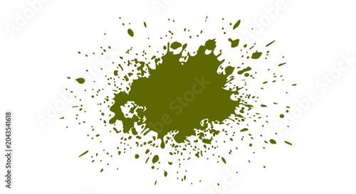 Foto Splattered olive green blot with fine droplets