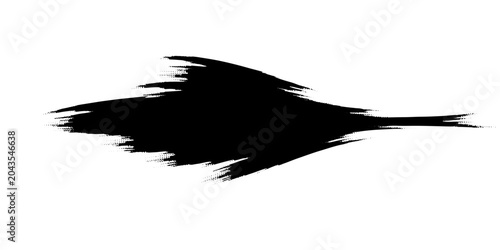 Tableau sur toile A black brush stroke mimicking a feather or abstract bird shape on a white background, offering a minimalist and artistic element