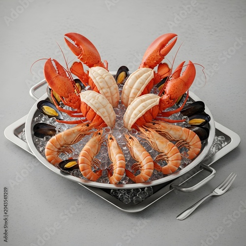 Delicious seafood platter with lobster shrimp.