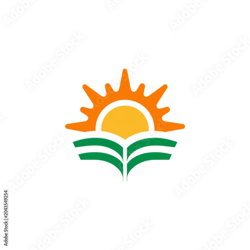 Golden Sun Illuminating Verdant Landscape, Emblem of Education, Renewal, and Bountiful Prosperity