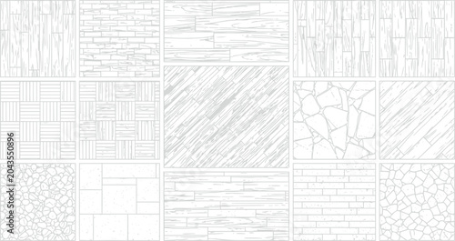 Tablou pe pânză Collection of hand drawn styled geometric and random texture patterns with seaml