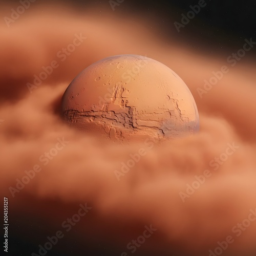 Venus planet surface with thick clouds.