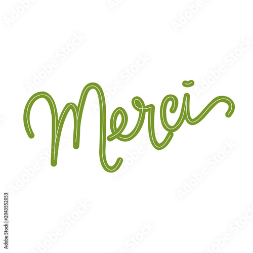 Merci Elegant Handwritten French Thank You Lettering Typography Vector