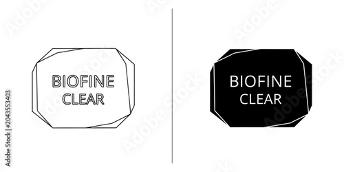 Foto Geometric emblem with 'BIOFINE CLEAR' text in negative space on stark white and