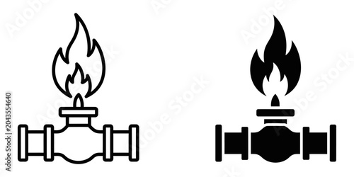 Tableau sur toile Gas pipe with flame during energy crisis concept on white background