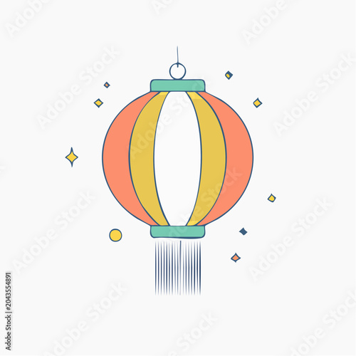 Stylized Chinese Lantern with Sparkles