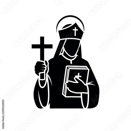 Foto Christian Clergy Holding Cross and Bible.