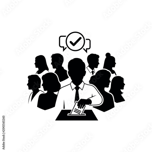 Tableau sur toile Voting and Election Concept with People Casting Ballots.