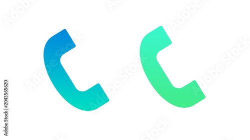 Photos 3D render of colorful telephone receiver icons with gradient borders in blue‑tur