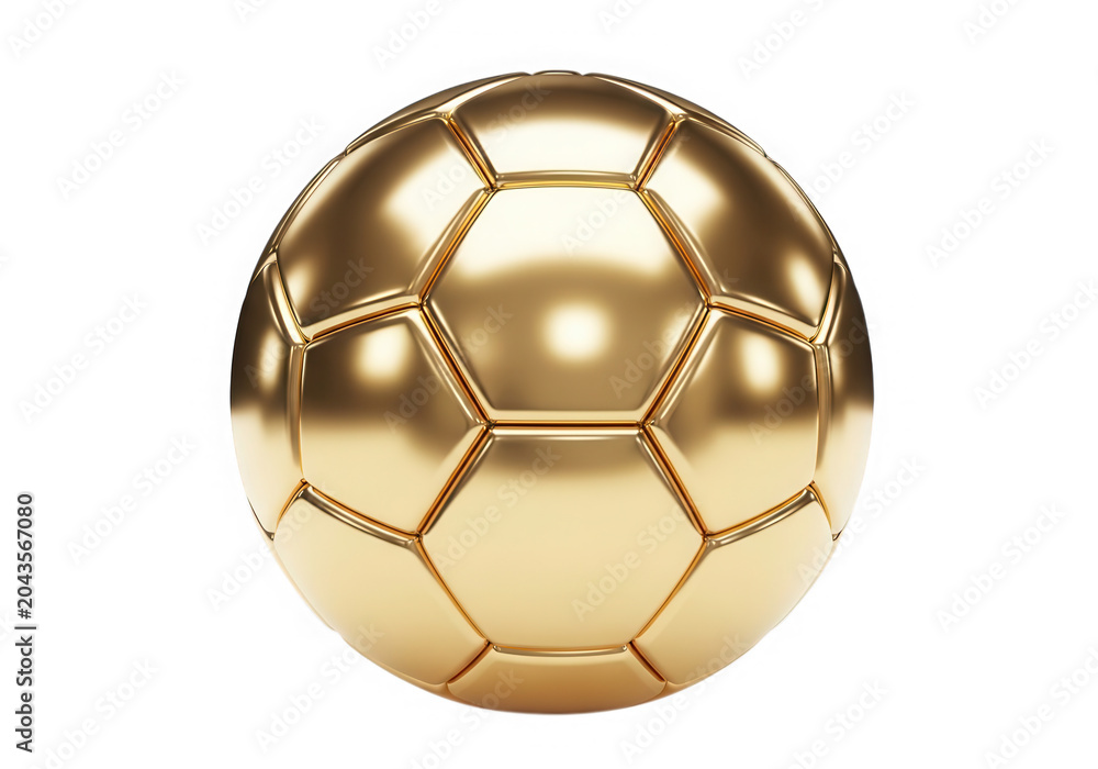 Naklejka premium Golden soccer ball 3d render isolated on transparent background for sports trophy win.