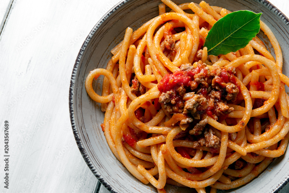 Obraz premium Pici al ragù di cinta Senese, tipica Pasta Italiana 