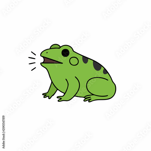 Cheerful Green Frog with Dark Markings Vocalizing