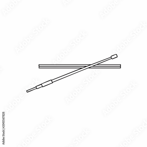 Simple angled line art depicting a thin rod and parallel lines.