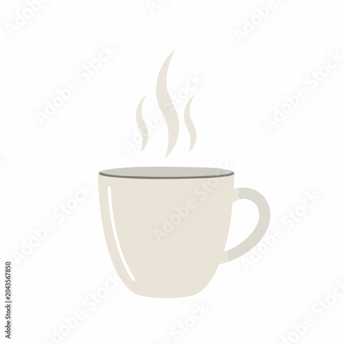 Minimalist Cream Mug with Steaming Hot Beverage Illustration