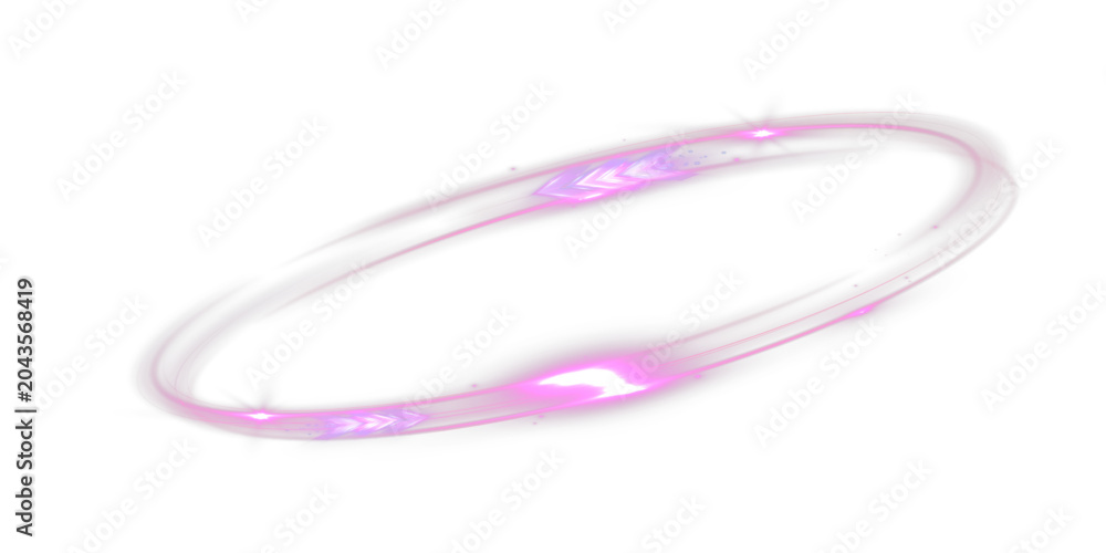 Naklejka premium Light Ring Arrow Glow Pink Energy Circle with Motion Trail Effect Isolated on Transparent Background