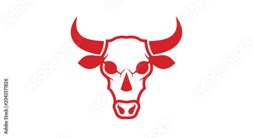 фотографія Minimalist red bull head logo icon on white background