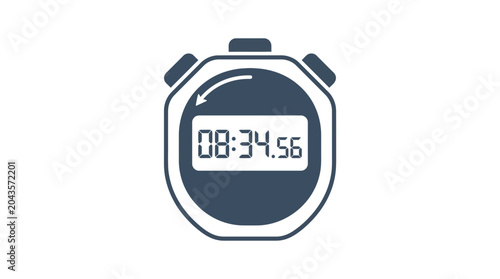 Fotografie A digital stopwatch icon displaying a time of eight minutes thirty four seconds and fifty six hundredths