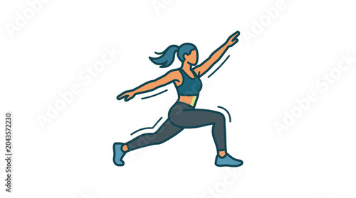 Fotografia A stylized illustration of a woman performing a lunge exercise in athletic wear