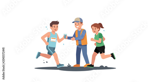 Tableau sur toile A relay race runner passing the baton to a teammate with a coach observing