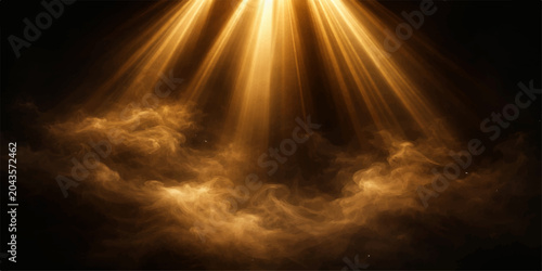 Bild auf Leinwand Heavenly Glory Light Rays: Radiant golden beams emerging from clouds with divine
