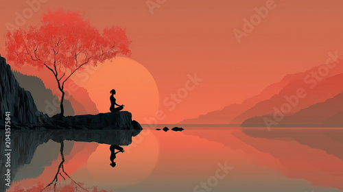 Wellbeing marketing illustration showing balanced lifestyle