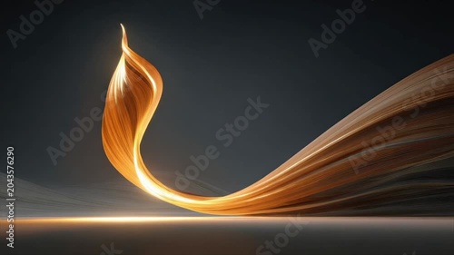 Abstract design of a glowing, ribbon-like structure against a dark background, evoking flow