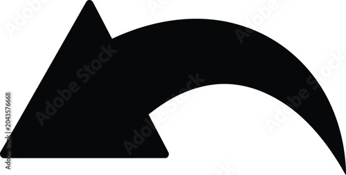 Canvastavla Black curved arrow icon pointing to the left