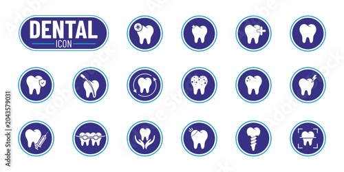 Collection of modern dental care and dentistry icons with infographics. Vector illustration.