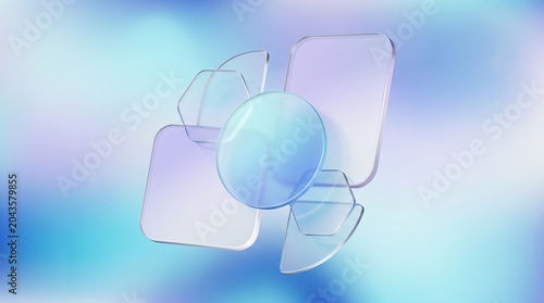 Glassmorphism Abstract Background with Frosted Glass Panels and Soft Gradients