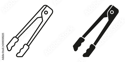Foto Kitchen tongs with wavy grips on a white background representing cooking and ser